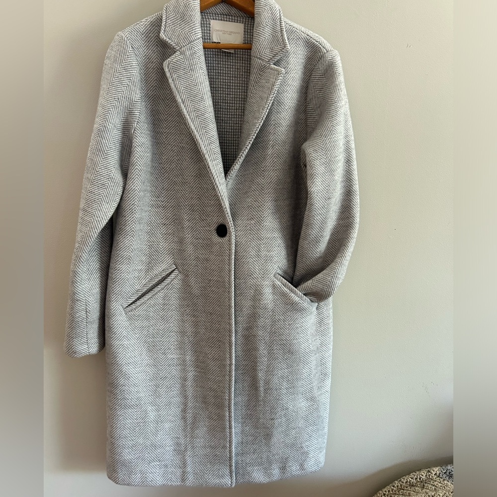 Christian Siriano wool blend herringbone jacket. Sz Medium.